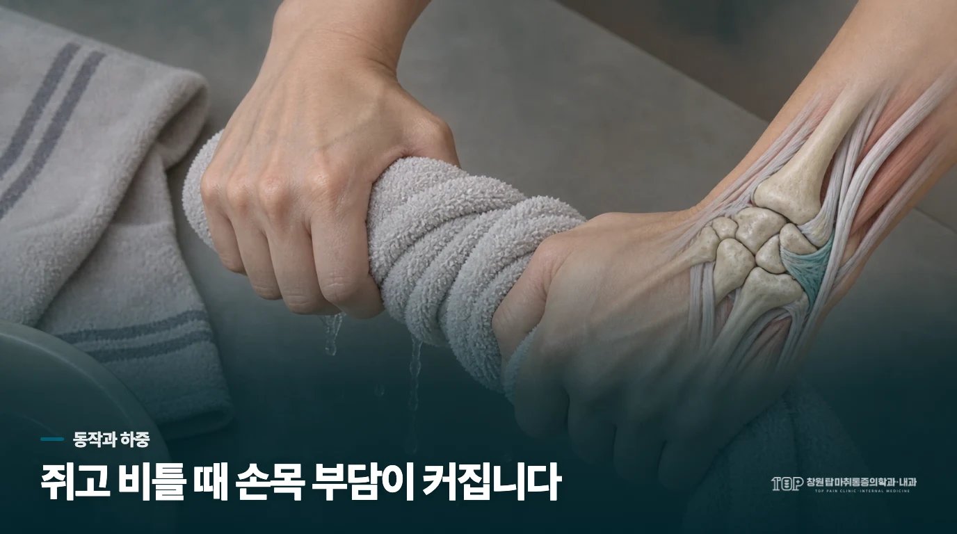 손목을 쓸 때만 아픈 이유는 동작의 하중에 있습니다