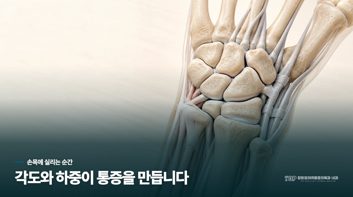 일어날 때만 아픈 이유는 손목 각도에 있습니다
