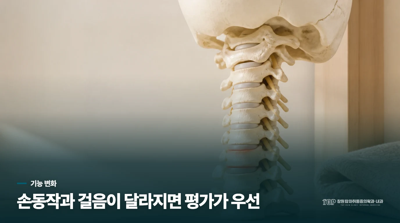 팔 저림 대신 손과 걸음의 기능 변화를 살피세요