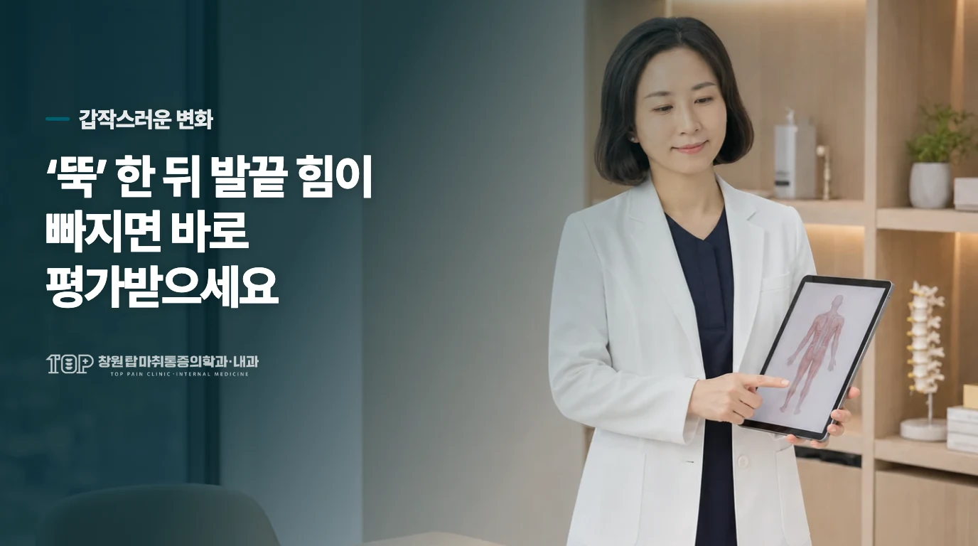 갑자기 ‘뚝’ 하고 발끝으로 밀기 어렵다면