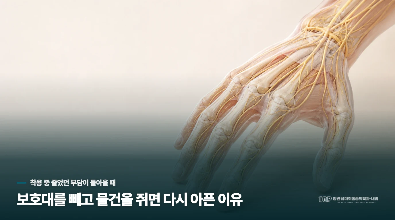 보호대를 빼고 물건을 쥐면 다시 아픈 이유