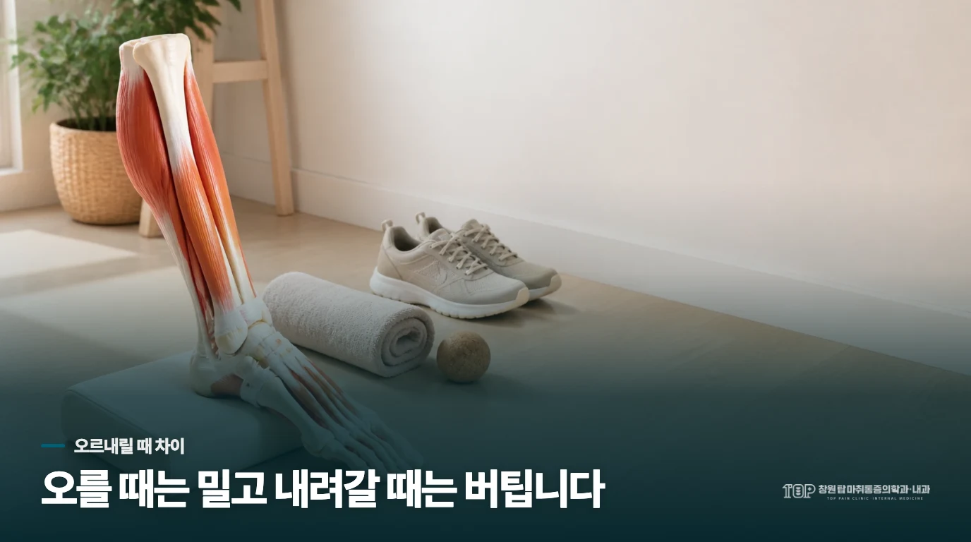 올라갈 때와 내려갈 때 아픈 자리가 다릅니다