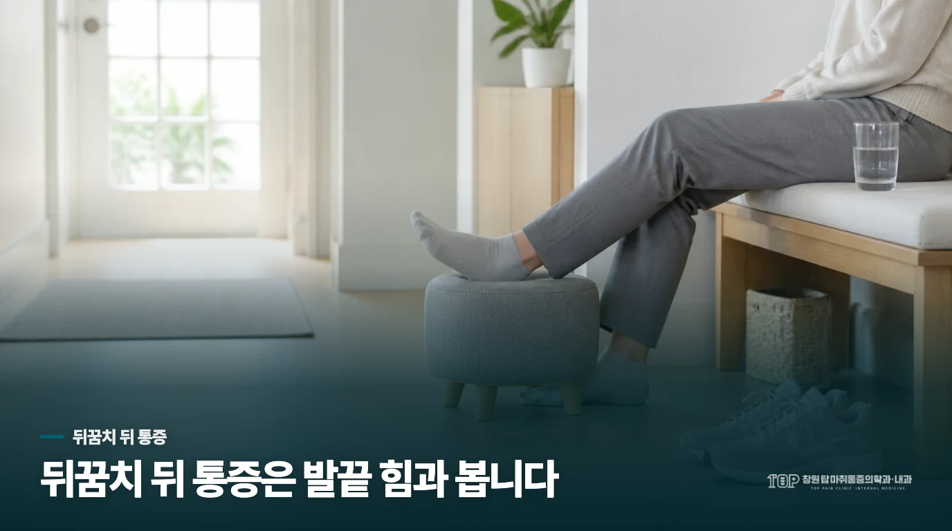 뒤꿈치 뒤쪽까지 이어지면 살필 곳이 달라집니다