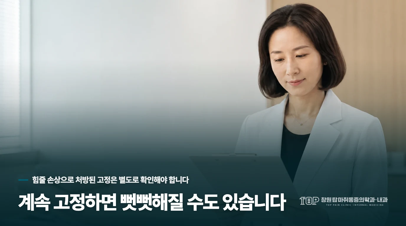 계속 고정하면 뻣뻣해질 수도 있습니다