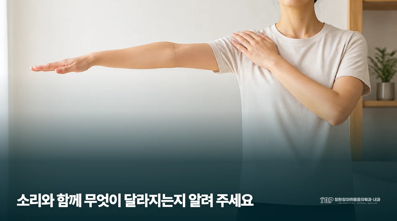 팔을 들어 올리는 생활 동작을 가까이서 담은 장면