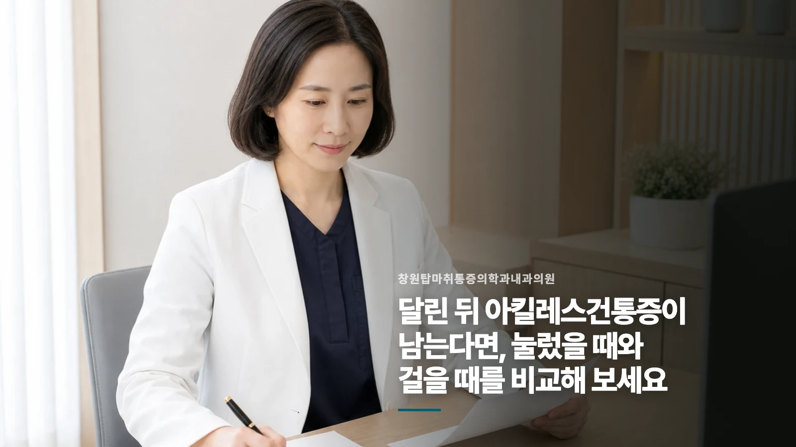 달린 뒤 아킬레스건통증이 남는다면, 눌렀을 때와 걸을 때를 비교해 보세요