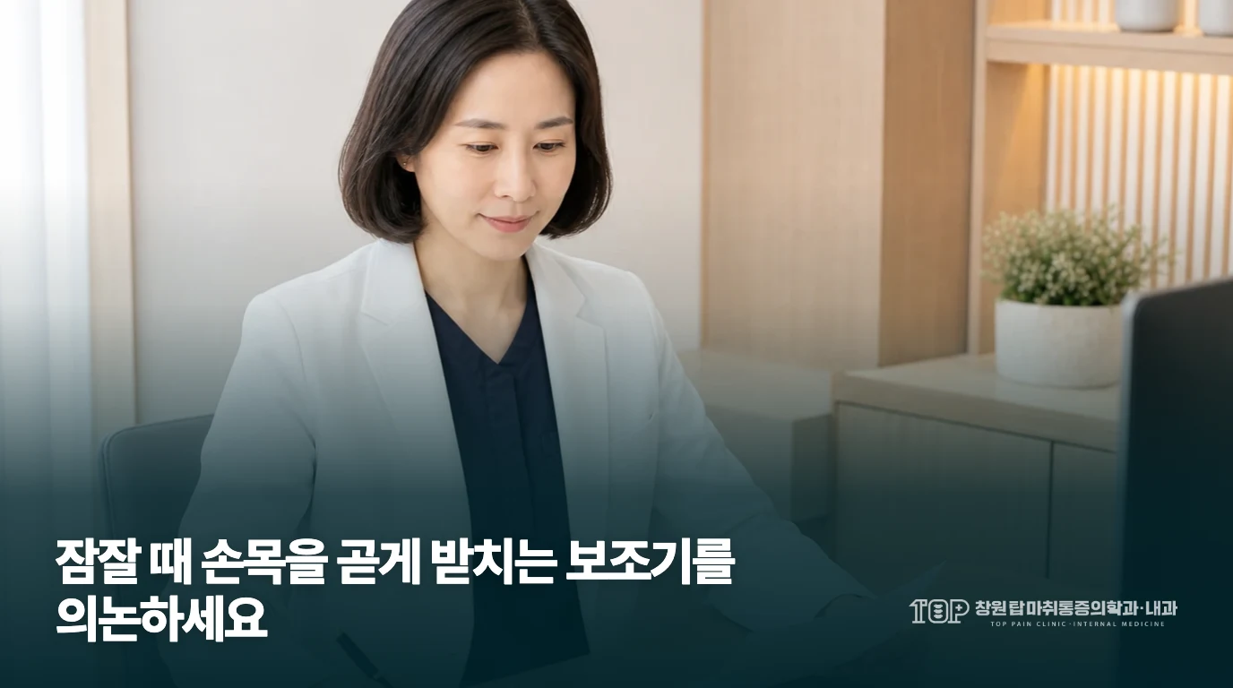 창원탑 의료진의 진료 기록 검토 사진