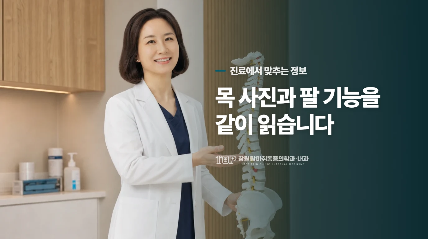 진료에서는 목 사진과 팔 기능을 맞춰 봅니다