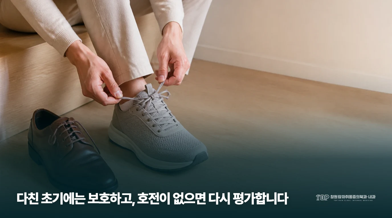 신발을 바꾸는 얼굴 없는 발 주변 생활 장면