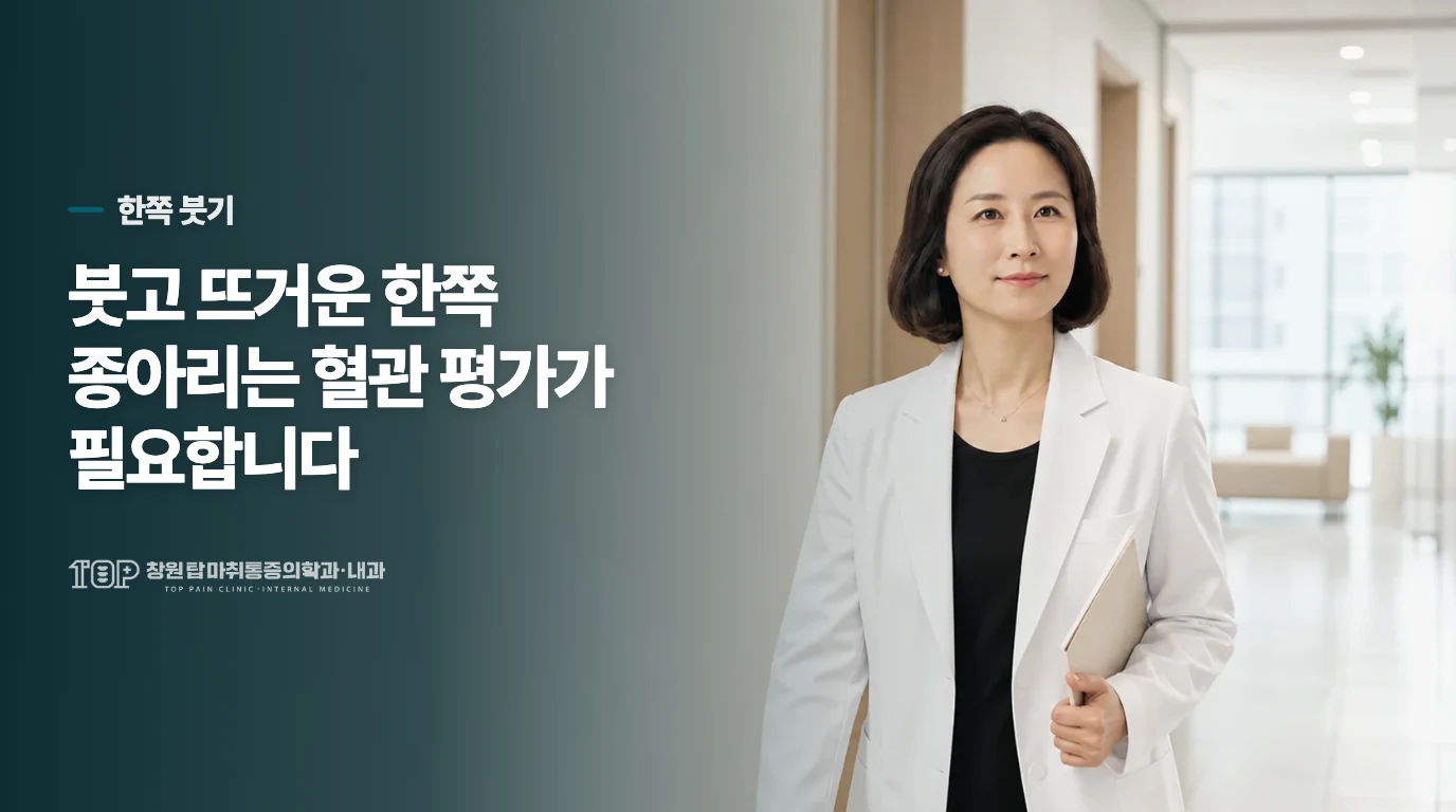 한쪽만 붓고 뜨거우면 근육통과 다르게 살핍니다
