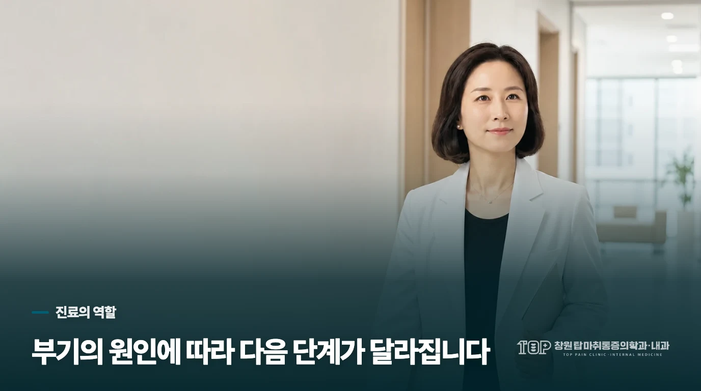 진료에서는 부기의 원인과 필요한 검사를 좁힙니다